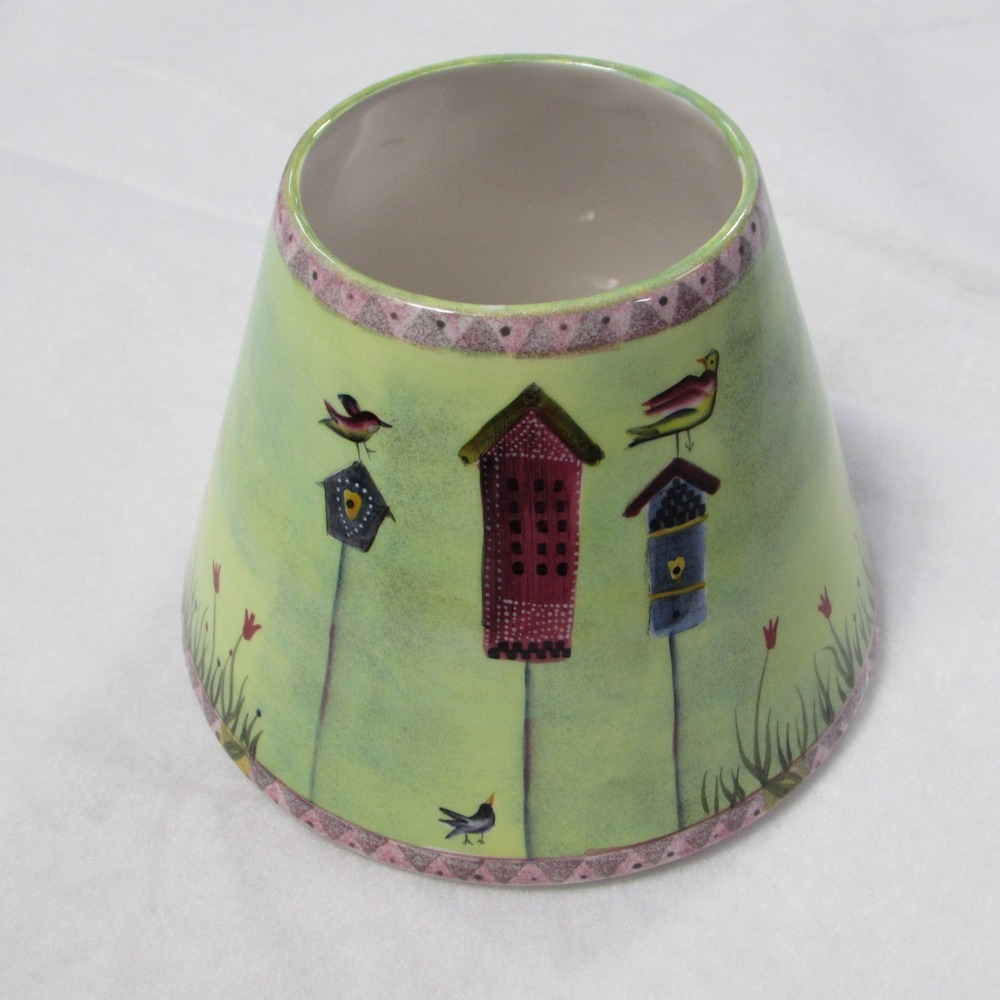 Vintage Yankee Candle Birdhouse Garden Ceramic Jar Shade 1036817 Fits Med/LG Jar